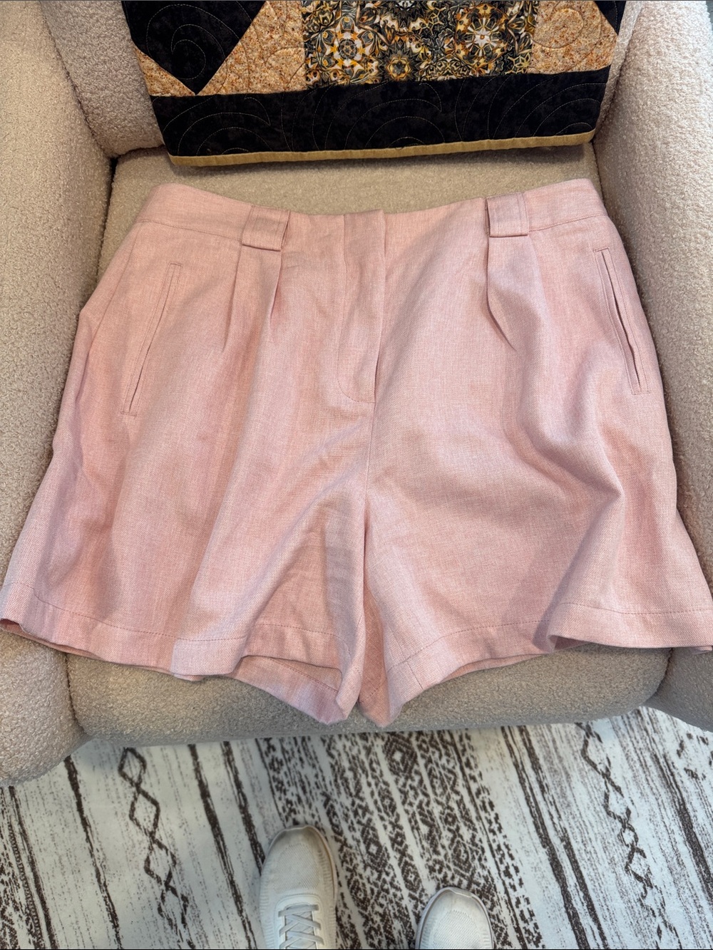 Tuckernuck Soft Pink High-Rise Pleated Shorts